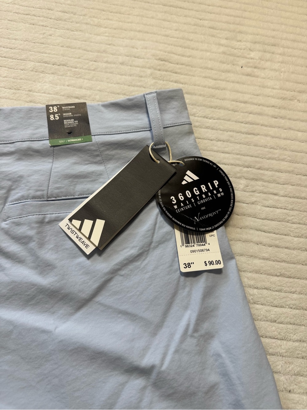 adidas Men's Pale Blue Flat-Front Golf Shorts - Picture 4 of 9